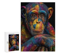 Jigsaw Puzzles for Adults 300 PCS Colorful Chimpanzee Portrait Jigsaw Puzzles for Teenagers Improve Memory Train Your Brain And Hands Stress Reduction Gifts 300 PCS