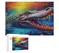 Jigsaw Puzzles for Adults 300 PCS Colorful Crocodile in Fantasy Forest Jigsaws for Adults Fun Games Perfect Decoration Challenging To Complete 300 PCS