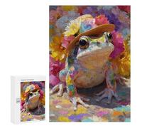 Jigsaw Puzzles for Adults 300 PCS Colorful Frog with Hat Puzzles for Teenagers Precision Cutting Difficult And Challenge Birthday And Unique Gifts 300 PCS
