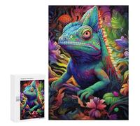 Jigsaw Puzzles for Adults 300 PCS Colorful Lizard in Fantasy Forest Jigsaw Relaxing Games Analysis And Logic Unique Birthday And Xmas Gifts 300 PCS