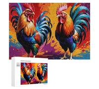Jigsaw Puzzles for Adults 300 PCS Colorful Roosters Art Print-1 Jigsaw Relaxing Games Analysis And Logic Unique Birthday And Xmas Gifts 300 PCS