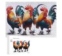 Jigsaw Puzzles for Adults 300 PCS Colorful Roosters Art Print Jigsaws for Adults Fun Games Perfect Decoration Challenging To Complete 300 PCS