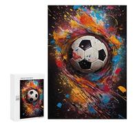 Jigsaw Puzzles for Adults 300 PCS Colorful Soccer Ball Artwork -4 Jigsaws for Adults Fun Games Perfect Decoration Challenging To Complete 300 PCS