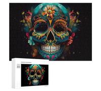Jigsaw Puzzles for Adults 300 PCS Colorful Sugar Skull Artwork-3 Jigsaws for Adults Fun Games Perfect Decoration Challenging To Complete 300 PCS