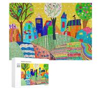 Jigsaw Puzzles for Adults 300 PCS Colorful Village A Whimsical Artwork Jigsaws for Adults Fun Games Perfect Decoration Challenging To Complete 300 PCS