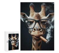 Jigsaw Puzzles for Adults 300 PCS Cool Giraffe with Cigar Jigsaws for Adults Family Games Stress Reliever Birthday Present, Gifts, 300 PCS