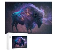 Jigsaw Puzzles for Adults 300 PCS Cosmic Buffalo in Space Puzzle for Adults Relax Games Difficult Hard Gifts for Friends And Family 300 PCS