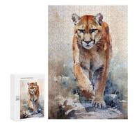 Jigsaw Puzzles for Adults 300 PCS Cougar Watercolor Jigsaws for Adults Relax Games Presents for Women Gifts for Friends And Family 300 PCS
