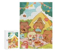 Jigsaw Puzzles for Adults 300 PCS Cute Bear Camping Picnic Adult Puzzles Brain Teaser Game Presents for Women Gifts for Friends And Family 300 PCS