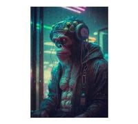 Jigsaw Puzzles for Adults 300 PCS Cyberprimate in Neon Cityscape Adult Puzzles Family Game Presents for Women Christmas Birthday Gifts 300 PCS