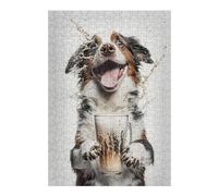 Jigsaw Puzzles for Adults 300 PCS Dog And A Beer Jigsaw Puzzle Toy Wall Decor Analysis And Logic Challenging To Complete 300 PCS