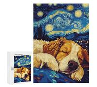 Jigsaw Puzzles for Adults 300 PCS Dog Sleeping Under Starry Night Adult Jigsaw Puzzle Family Game Presents for Women Birthday Present, Gifts, 300 PCS
