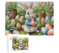 Jigsaw Puzzles for Adults 300 PCS Easter Bunny with Eggs-17 Jigsaw Relaxing Games Analysis And Logic Unique Birthday And Xmas Gifts 300 PCS