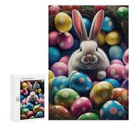 Jigsaw Puzzles for Adults 300 PCS Easter Bunny with Eggs-4 Jigsaw Puzzle Family Game But Fun And Humorous Birthday Present, Gifts, 300 PCS