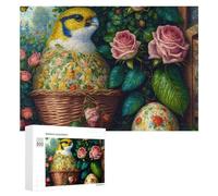 Jigsaw Puzzles for Adults 300 PCS Easter Egg Basket with Bird Jigsaws for Adults Fun Games Perfect Decoration Challenging To Complete 300 PCS