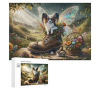 Jigsaw Puzzles for Adults 300 PCS Enchanted Garden with Fairy Dog Jigsaws for Adults Fun Games Perfect Decoration Challenging To Complete 300 PCS