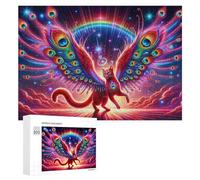 Jigsaw Puzzles for Adults 300 PCS Fantasy Cat with Peacock Wings Puzzle for Adults Relax Games Difficult Hard Gifts for Friends And Family 300 PCS