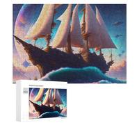 Jigsaw Puzzles for Adults 300 PCS Fantasy Sailing Ship in A Magical Sea Puzzle for Adults Relax Games Difficult Hard Gifts for Friends And Family 300 PCS
