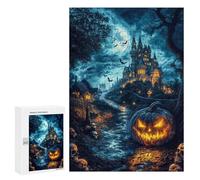 Jigsaw Puzzles for Adults 300 PCS Fantasy Spooky Pumpkin Adult Puzzles Brain Teaser Game Presents for Women Gifts for Friends And Family 300 PCS