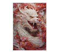 Jigsaw Puzzles for Adults 300 PCS Fierce Dragon Red Flowers Jigsaw Puzzle Toy Wall Decor Analysis And Logic Challenging To Complete 300 PCS