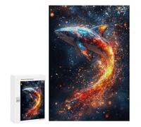 Jigsaw Puzzles for Adults 300 PCS Fiery Shark in Dark Space Puzzle For Teenagerss But Fun And Humorous Wishlist with Santa Claus Unique Birthday And Xmas Gifts 300 PCS