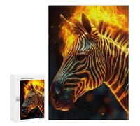 Jigsaw Puzzles for Adults 300 PCS Flaming Zebra A Mesmerizing Display of Fire And Stripes Jigsaws for Adults Family Games Stress Reliever Birthday Present, Gifts, 300 PCS
