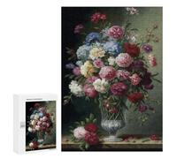 Jigsaw Puzzles for Adults 300 PCS Floral Elegance in Glass Vase Adult Puzzles Brain Teaser Game Presents for Women Gifts for Friends And Family 300 PCS