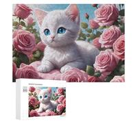 Jigsaw Puzzles for Adults 300 PCS Floral Fantasy Kitten -5 Puzzle for Adults Relax Games Difficult Hard Gifts for Friends And Family 300 PCS