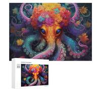 Jigsaw Puzzles for Adults 300 PCS Floral Fantasy Octopus Artwork Jigsaws for Adults Fun Games Perfect Decoration Challenging To Complete 300 PCS