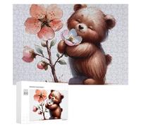Jigsaw Puzzles for Adults 300 PCS Floral Teddy Bear Illustration Puzzle for Adults Relax Games Difficult Hard Gifts for Friends And Family 300 PCS