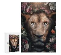 Jigsaw Puzzles for Adults 300 PCS Flowered Lion Adult Puzzles Brain Teaser Game Presents for Women Gifts for Friends And Family 300 PCS