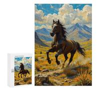 Jigsaw Puzzles for Adults 300 PCS Galloping Horse in Mountain Landscape Jigsaws for Adults Family Games Stress Reliever Birthday Present, Gifts, 300 PCS
