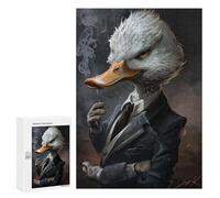Jigsaw Puzzles for Adults 300 PCS Gentleman Duck Smoking Cigar Puzzles for Teenagers Precision Cutting Difficult And Challenge Birthday And Unique Gifts 300 PCS