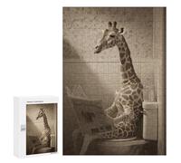 Jigsaw Puzzles for Adults 300 PCS Giraffe Reading Newspaper on Toilet Puzzles for Teenagers Precision Cutting Difficult And Challenge Birthday And Unique Gifts 300 PCS
