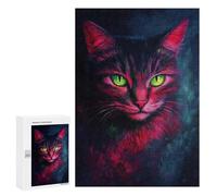 Jigsaw Puzzles for Adults 300 PCS Glowing Neon Cat Art Print-1 Jigsaw Puzzles for Teenagers Improve Memory Train Your Brain And Hands Stress Reduction Gifts 300 PCS