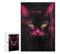 Jigsaw Puzzles for Adults 300 PCS Glowing Neon Cat Art Print-2 Jigsaw Puzzles for Teenagers Improve Memory Train Your Brain And Hands Stress Reduction Gifts 300 PCS