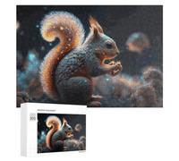Jigsaw Puzzles for Adults 300 PCS Glowing Squirrel with Fireworks Tail Jigsaws for Adults Fun Games Perfect Decoration Challenging To Complete 300 PCS