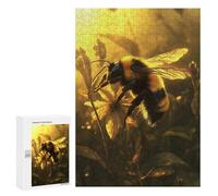Jigsaw Puzzles for Adults 300 PCS Golden Bee on Flower Puzzles for Teenagers Precision Cutting Difficult And Challenge Birthday And Unique Gifts 300 PCS
