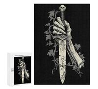 Jigsaw Puzzles for Adults 300 PCS Gothic Skeleton Hand Holding Dagger Adult Jigsaw Puzzle Relax Games Wall Decoration Gifts for Friends And Family 300 PCS