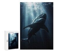 Jigsaw Puzzles for Adults 300 PCS Great White Shark Underwater Sunlight Puzzle For Teenagerss But Fun And Humorous Wishlist with Santa Claus Unique Birthday And Xmas Gifts 300 PCS