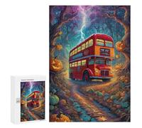Jigsaw Puzzles for Adults 300 PCS Halloween Bus in Enchanted Forest Jigsaw Puzzle Family Game But Fun And Humorous Birthday Present, Gifts, 300 PCS