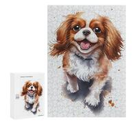 Jigsaw Puzzles for Adults 300 PCS Happy Cavalier King Charles Spaniel Jigsaw Puzzle Family Game But Fun And Humorous Birthday Present, Gifts, 300 PCS