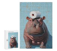 Jigsaw Puzzles for Adults 300 PCS Hippos Love Toilet Paper-3 Jigsaw Puzzles for Teenagers Improve Memory Train Your Brain And Hands Stress Reduction Gifts 300 PCS