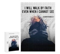 Jigsaw Puzzles for Adults 300 PCS Jesus I Will Walk Adult Puzzles Brain Teaser Game Presents for Women Gifts for Friends And Family 300 PCS