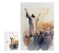 Jigsaw Puzzles for Adults 300 PCS Jesus Preaching to A Crowd Adult Puzzles Brain Teaser Game Presents for Women Gifts for Friends And Family 300 PCS
