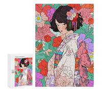 Jigsaw Puzzles for Adults 300 PCS Kimono Anime Girl Zen Art Adult Puzzles Brain Teaser Game Presents for Women Gifts for Friends And Family 300 PCS