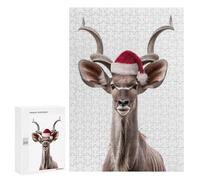 Jigsaw Puzzles for Adults 300 PCS Kudu with Santa Hat Adult Jigsaw Puzzle Relax Games Wall Decoration Gifts for Friends And Family 300 PCS
