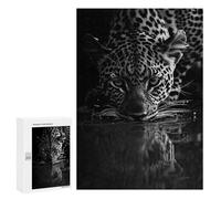 Jigsaw Puzzles for Adults 300 PCS Leopard Drinking Water Black And White Puzzle for Adults Hands-on Game Wall Decoration Fun Activities at Home 300 PCS