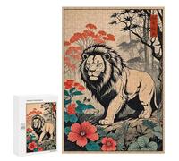 Jigsaw Puzzles for Adults 300 PCS Lion in Japanese Style Adult Puzzles Brain Teaser Game Presents for Women Gifts for Friends And Family 300 PCS