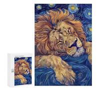 Jigsaw Puzzles for Adults 300 PCS Lion Sleeping in Starry Night Style Adult Jigsaw Puzzle Relax Games Wall Decoration Gifts for Friends And Family 300 PCS